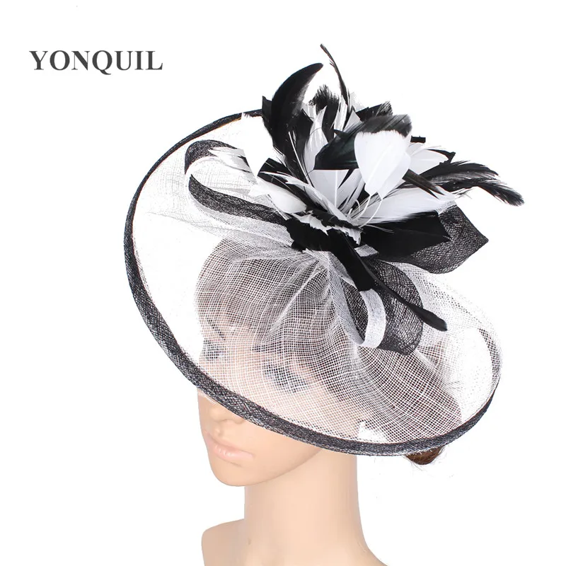Вуалетка Sinamay в форме пера шляпа с цветком для Кубка Мельбурна Ascot Race свадьба