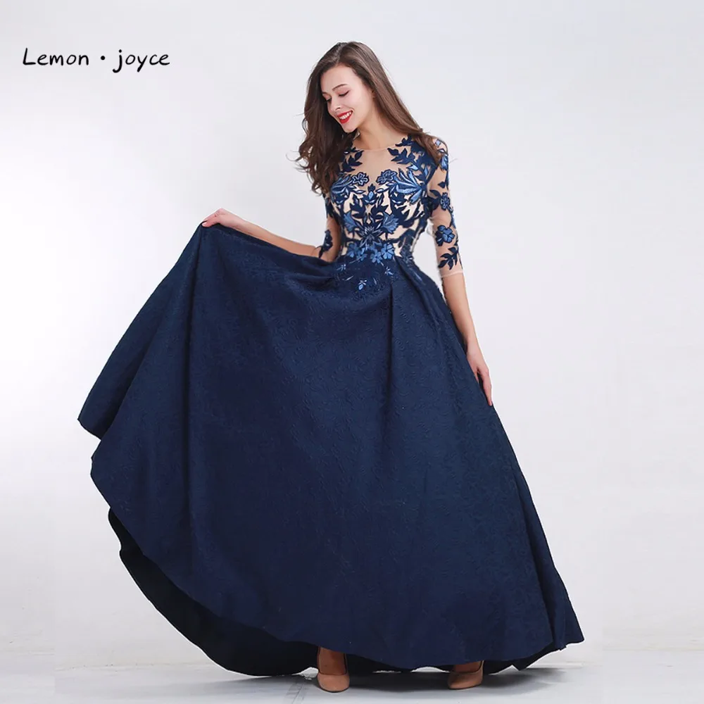 Официальные Вечерние платья Lemon joyce с рукавами до локтей 2020 круглым вырезом