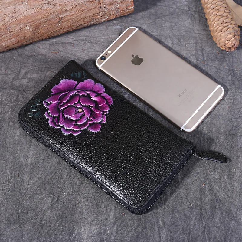 Женские кошельки ручной работы с высокой емкостью двойные длинные Ретро из