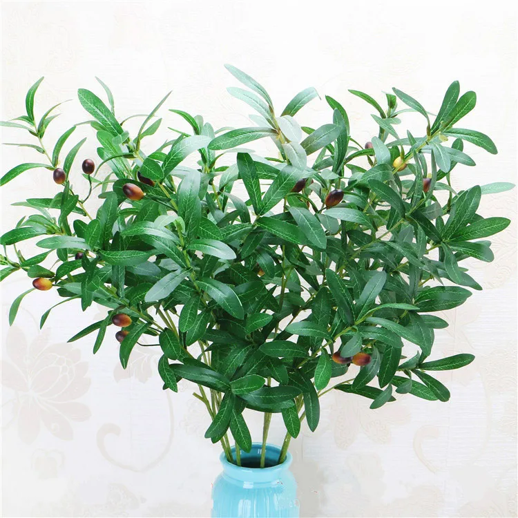 

90cm high 6 fork Artificial Olive Branches Green Simulation Fruit Plant Leaves Home Wedding backgound Decorative Fake Flowers