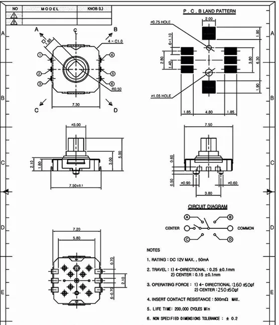 20 шт. Пятипозиционный переключатель 7*7 7.5*7.5*5.2 SMD ручного набора кнопок навигации во все стороны.