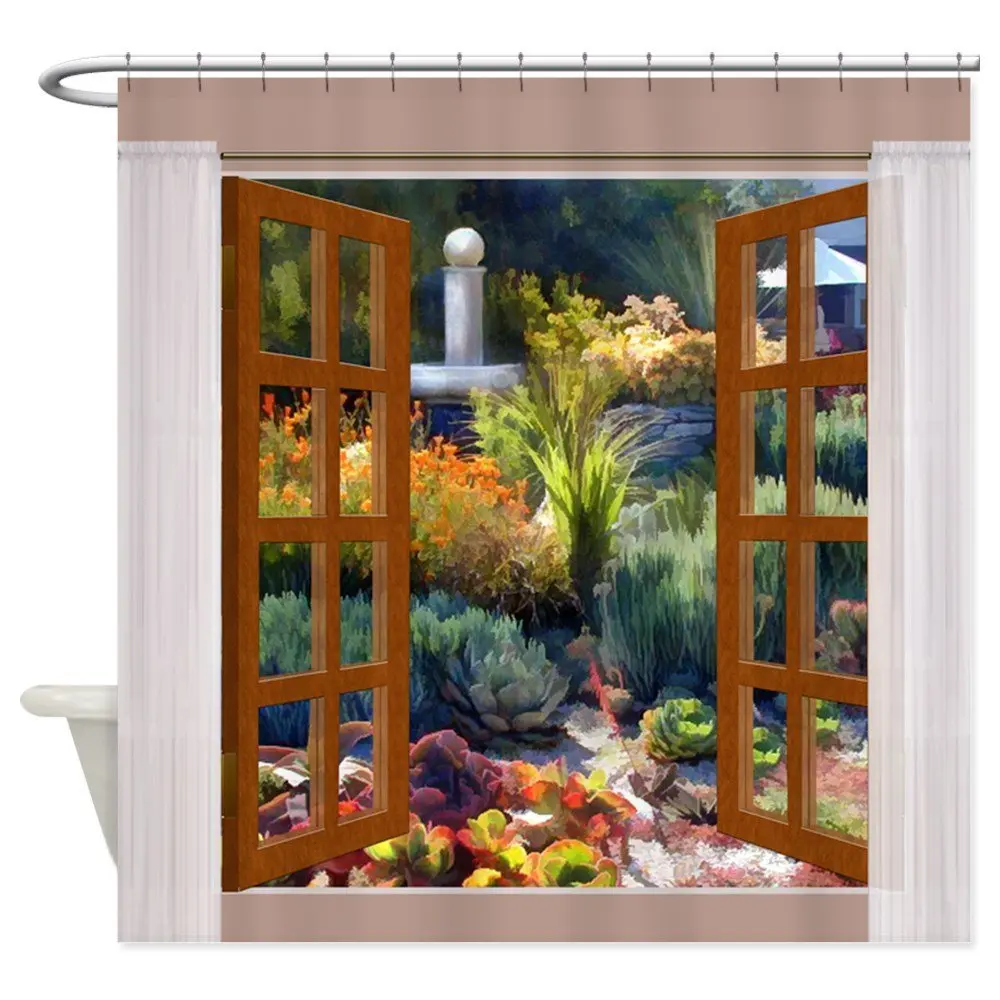 Вид окна Юго-Западный кактус сад занавеска для душа декоративная ткань набор