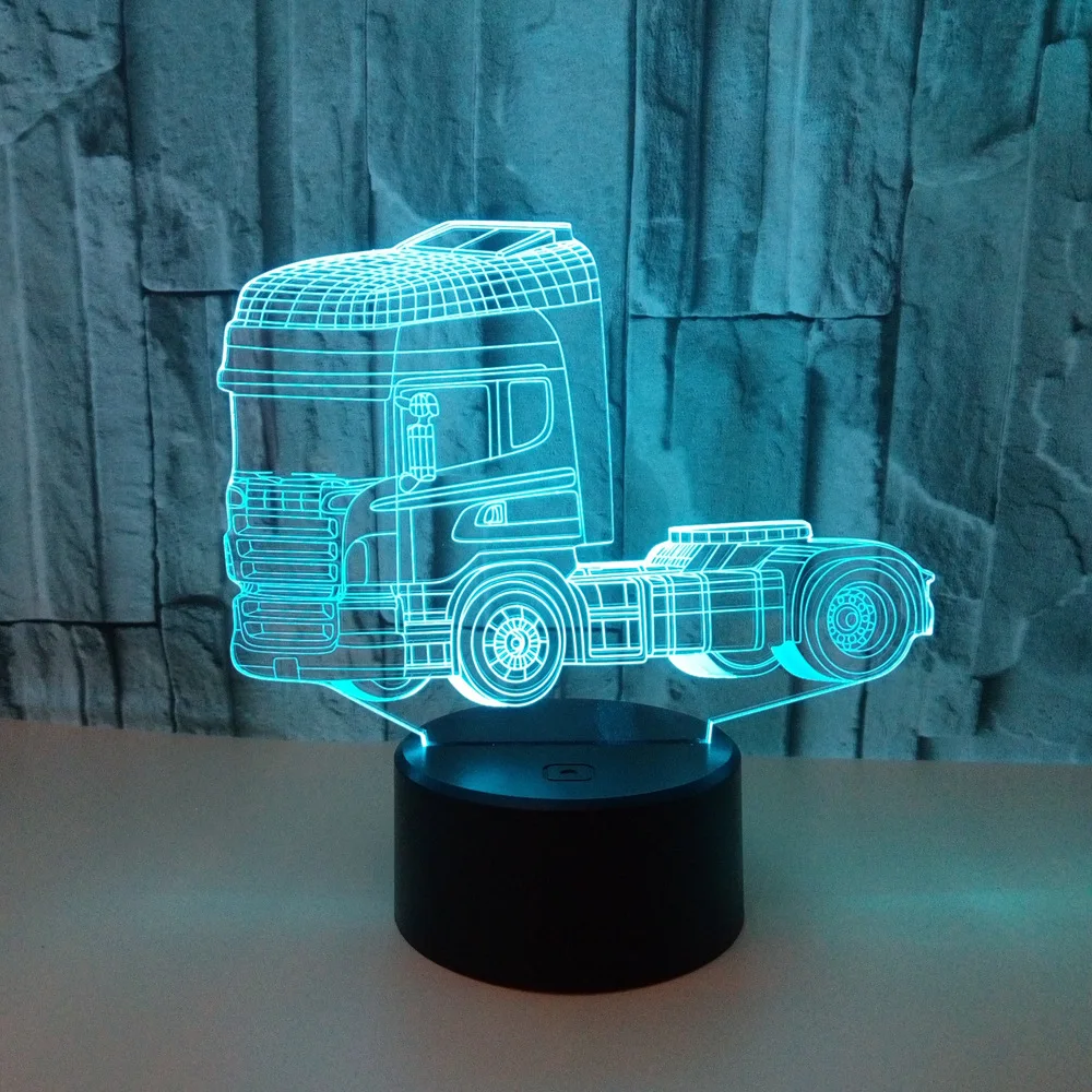 Новый грузовик 3d Ночник светильник акриловый Usb лампа Luminaria De Mesa Powerbank Led