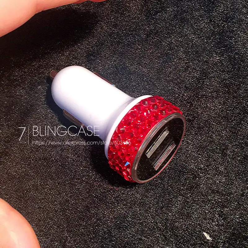 White-Red Diamond 3.1A мини USB Автомобильное зарядное устройство для мобильного телефона планшет gps быстрое зарядное устройство автомобильное зарядное устройство двойной USB Автомобильное зарядное устройство адаптер в автомобиле - Тип штекера: White-Red Diamond