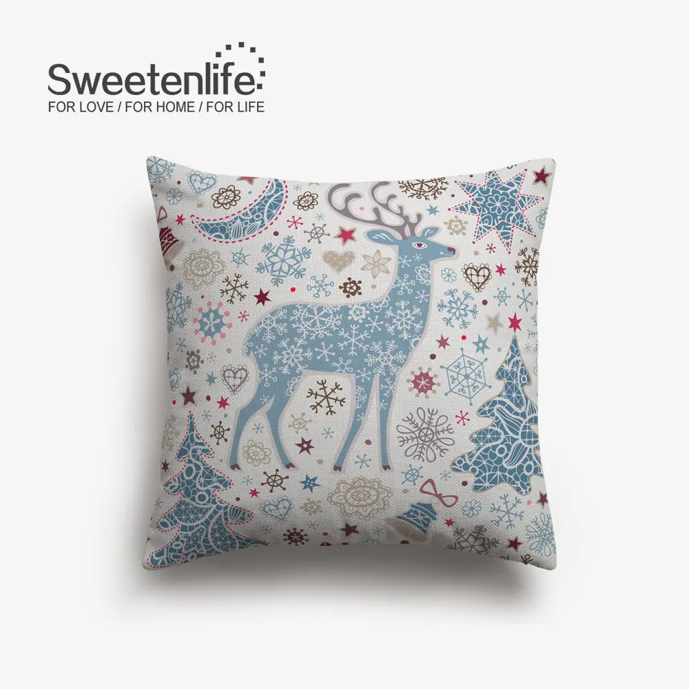 Sweetenlife 50x50 см акварель узор Чехлы лесных оленей декоративная наволочка Рождество силуэты стул подушку