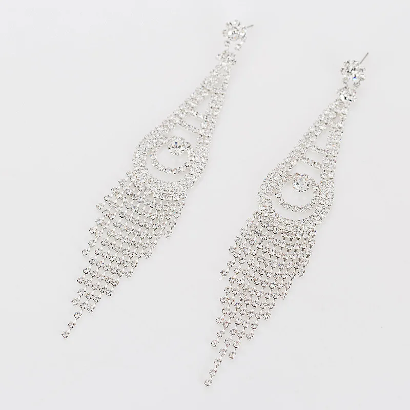 YFJEWE модные новые посеребренные кристаллические длинные висячие серьги для