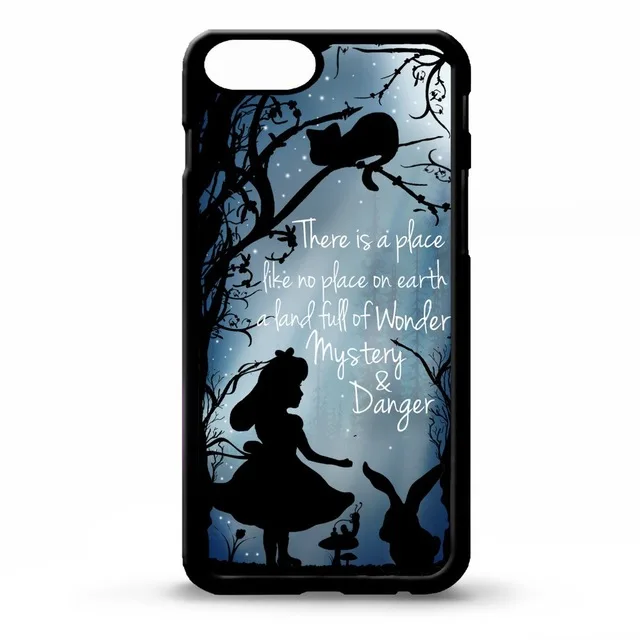 Алиса в стране чудес Цитата силуэт клеток чехол для iPhone 4S 5 5S 5C 6 Plus Samsung Galaxy S3 S4 S5 S6
