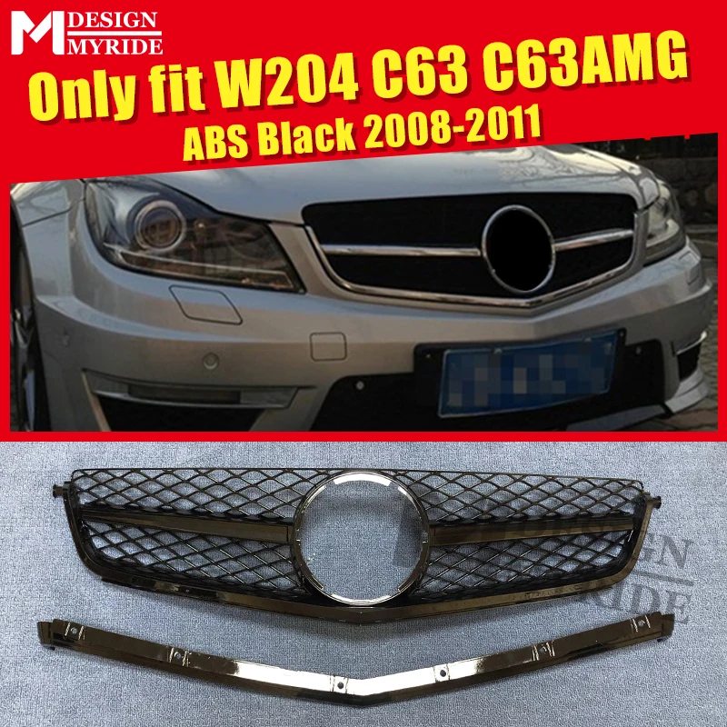 Для Mercedes W204 C Class C63 Panamericana Передняя решетка гриль решетки одиночный плавник ABS