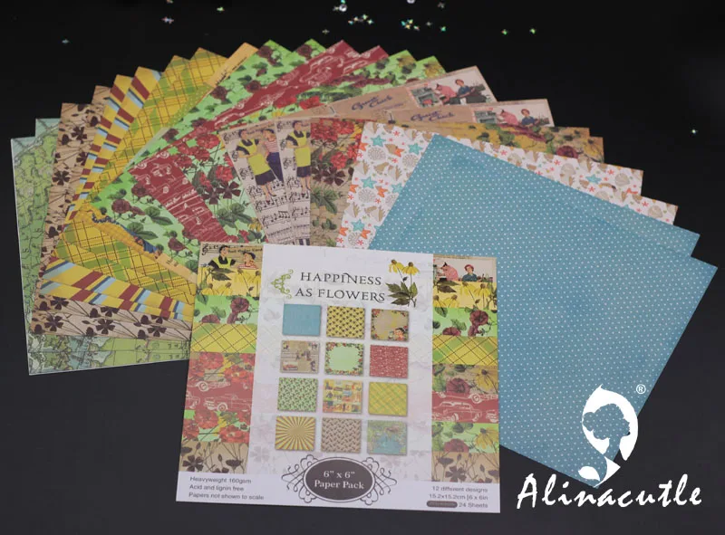 AlinaCraft 24 листа 6 &quotX6&quot узорная бумага счастье Скрапбукинг бумажный пакет ручной