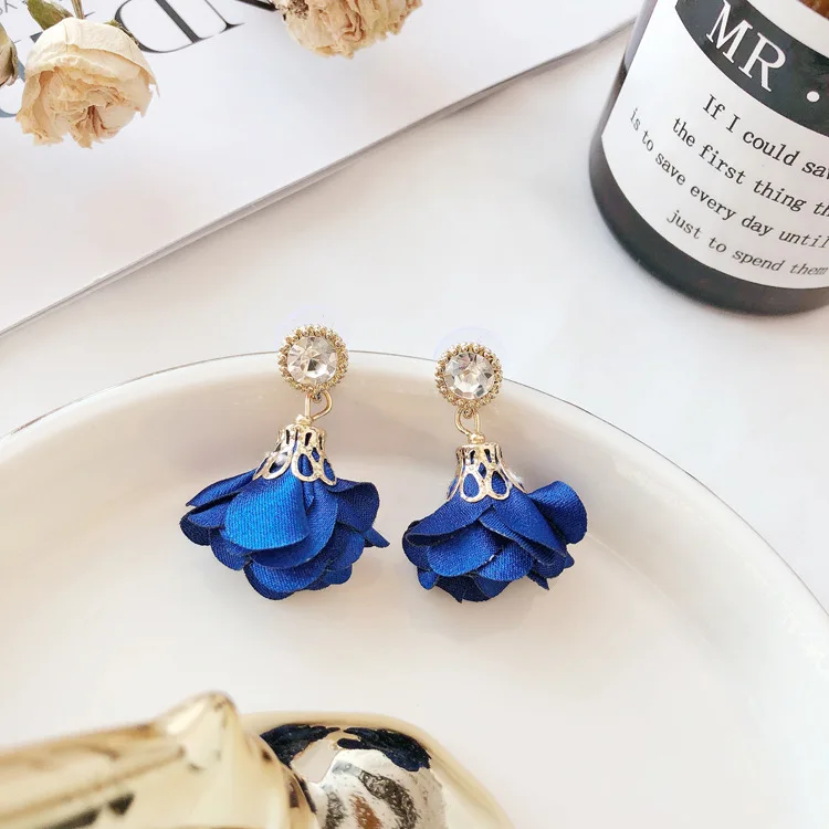 YueBanG Jewelry Free Shipping Fashion Romantic Cloth Flower Earrings For Women Small Plant Ear Nail Accessories Gift. | Украшения и
