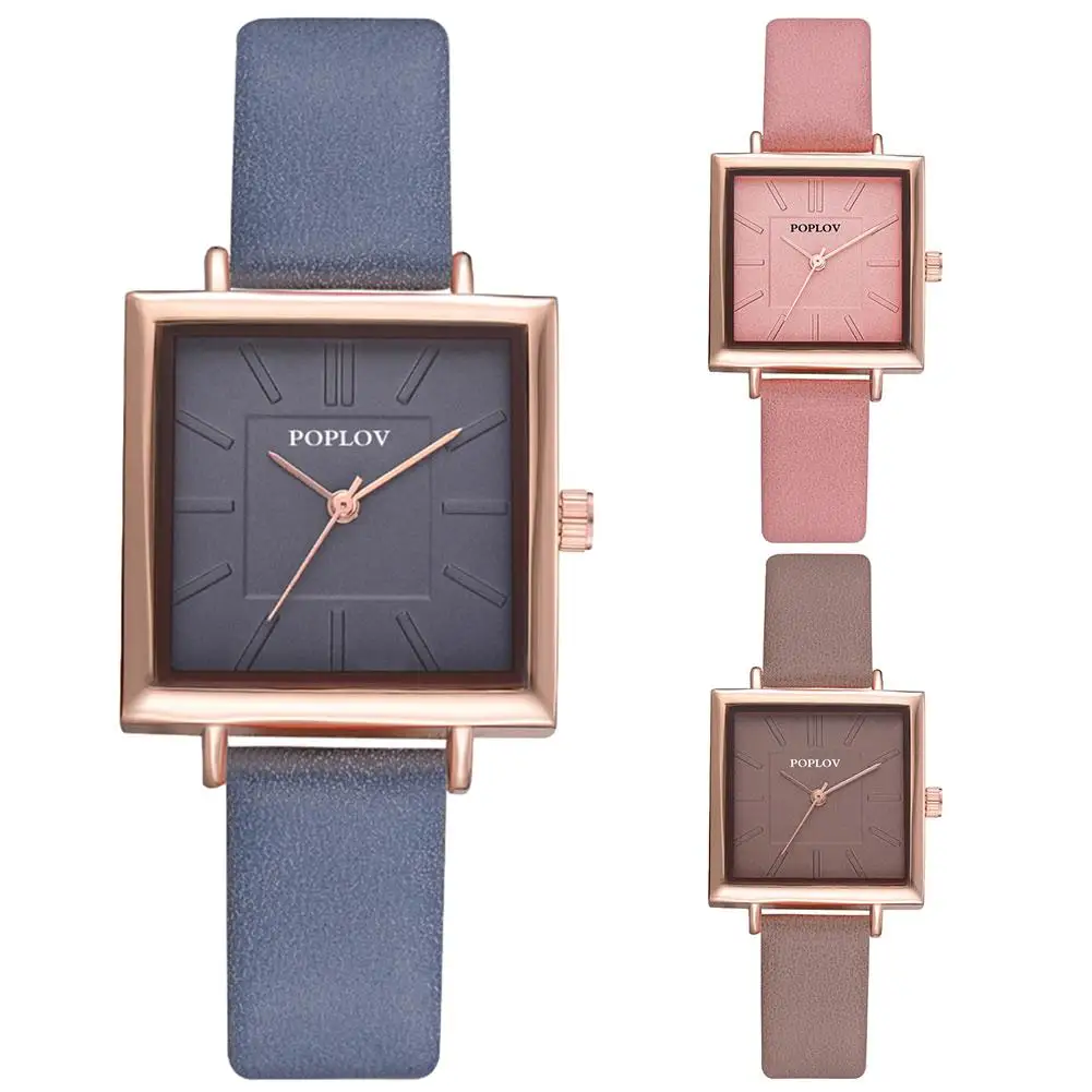 

Minimalist Square Dial Analog Women Quartz Faux Leather Band Wrist Watch Gift New Ladies Dress Watches Gift Luxury