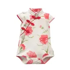 Одежда для маленьких девочек, летние комбинезоны в китайском стиле, Одежда для новорожденных с цветочным принтом, детский комбинезон, 2021