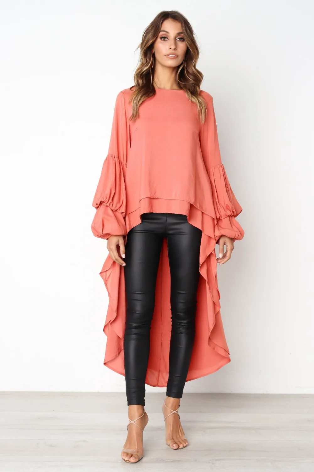 2018 осенне зимнее теплое асимметричное платье с оборками женское Повседневное до