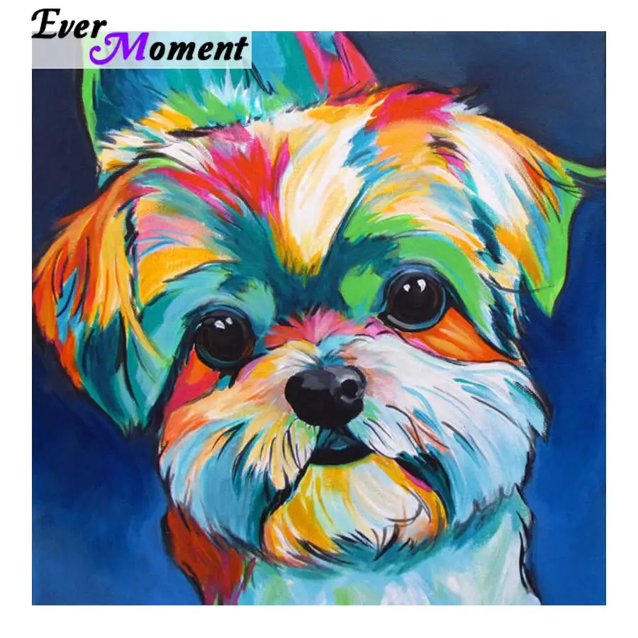 

Ever Moment Diamond Painting Dog Color 5d Rhinestone Paintings Diamond Painting Full Square Dog Painting & Calligraphy ASF694