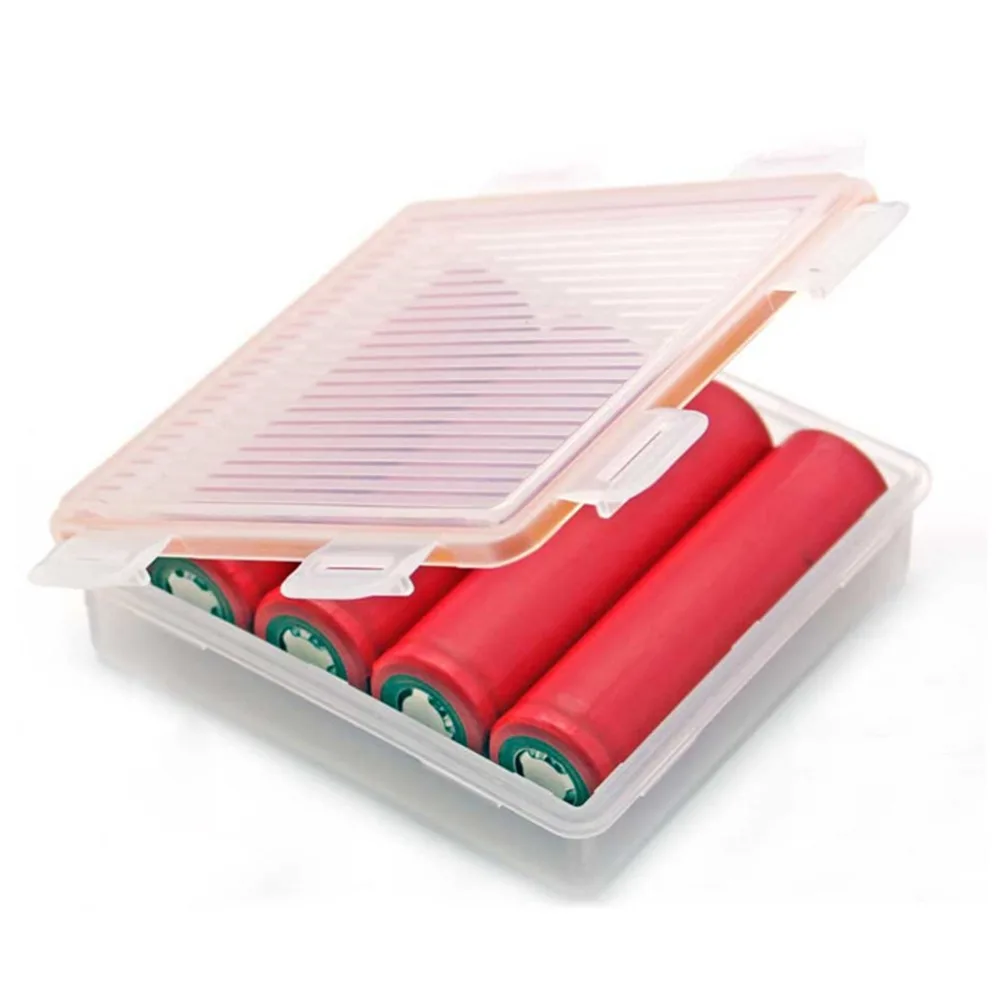 Портативный прозрачный пластиковый чехол держатель для 4 аккумуляторов 18650|case