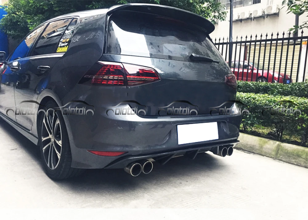 Для Volkswagen Golf 7 R СТИЛЬ Автомобильный Стайлинг углеродное волокно задняя губка наборы кузова бампер спойлер диффузор Quad выхлопные наконечники