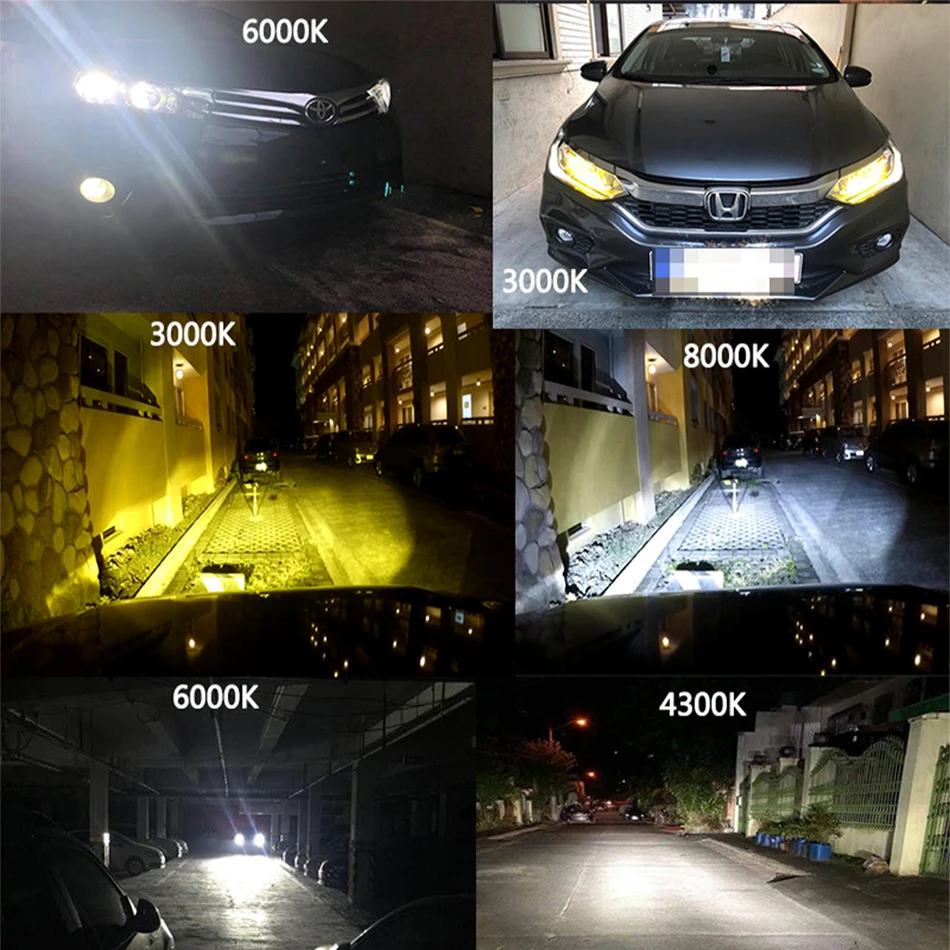 2 шт. Автомобильные фары H4 LED H7 светодиодные лампы H11 H1 H3 4300K 3000K 6000K 8000K H27 HB3 9005 9006 HB4