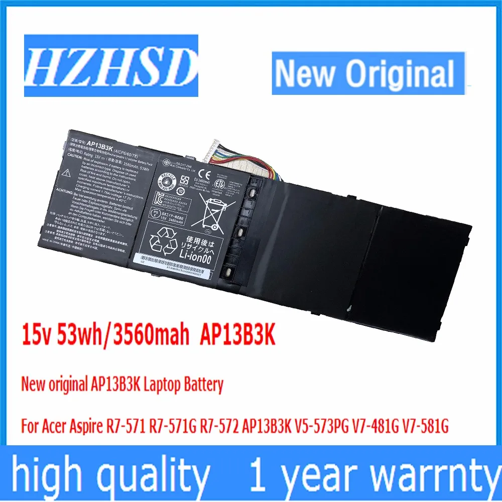 Новая Оригинальная батарея для ноутбука 15 в 53 Вт/3560 мАч AP13B3K|battery for acer aspire|battery