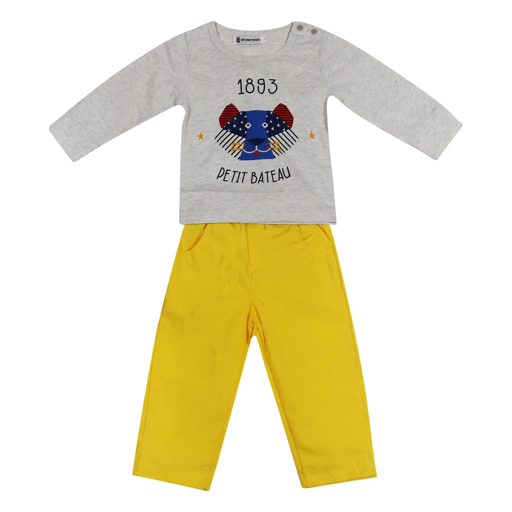 Комплекты одежды для младенцев футболка с длинным рукавом мальчиков + желтые