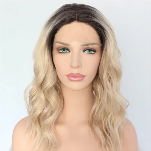 Lvcheryl Ombre коричневый до блонд ручная вязка короткие воды волна термостойкие волокна волос синтетические волосы на кружеве парики для женщин - Цвет: 728S