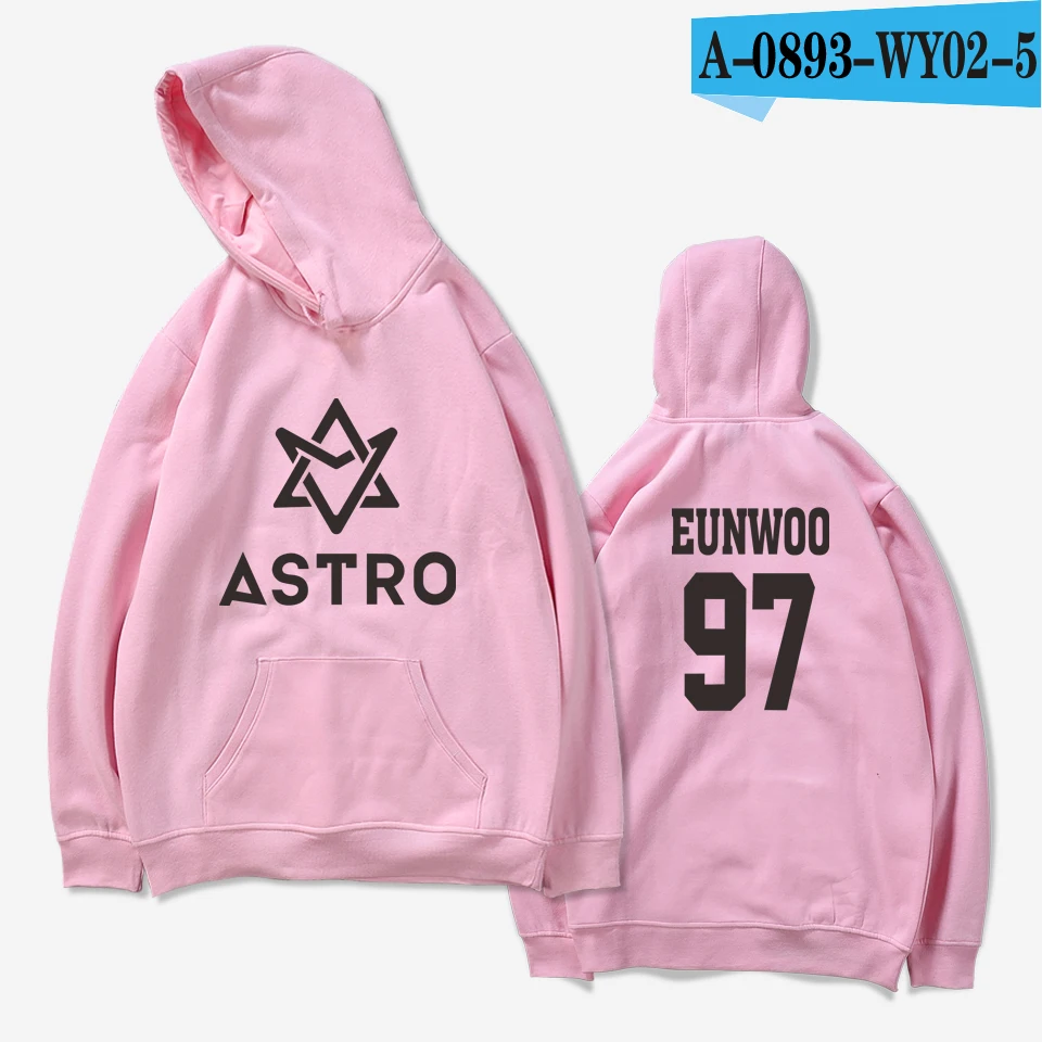 LUCKYFRIDAYF ASTRO Kpop толстовки Moletom STAR Group Весенняя женская/Мужская хлопчатобумажная Повседневная Толстовка Harajuku Мужская/женская одежда - Цвет: pink