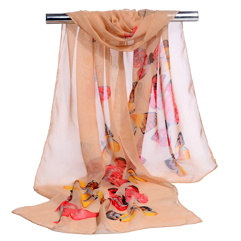 2017 Новый Модный шифоновый шарф с бабочками Летний Пляжный Солнцезащитный