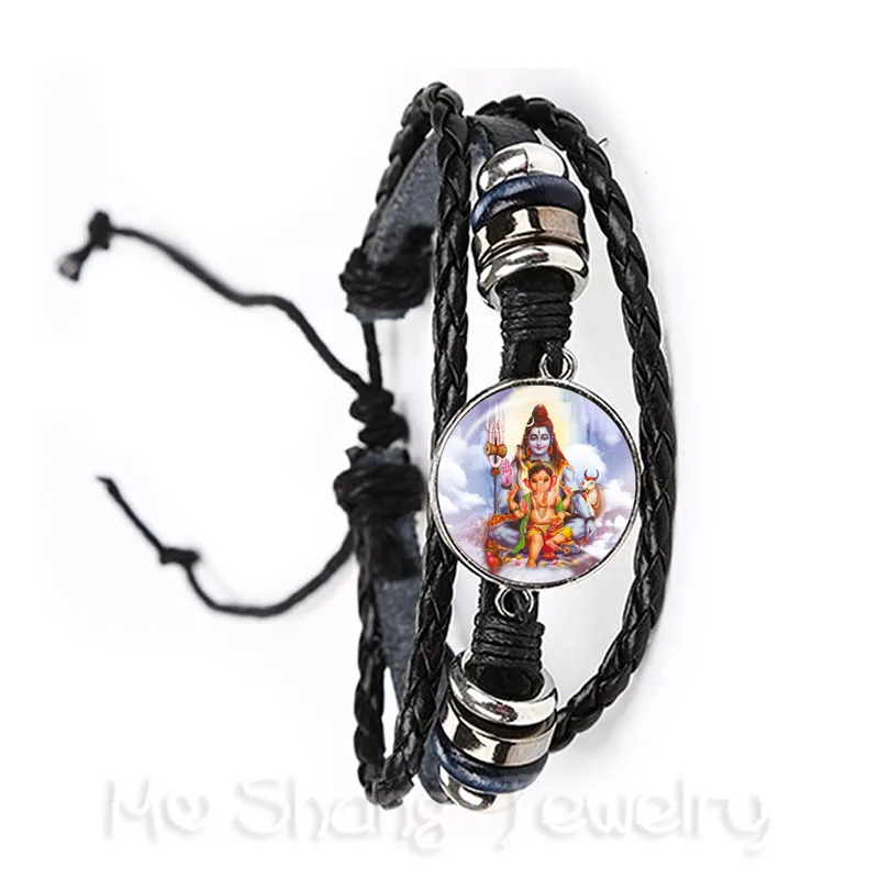 

Drop Shipping Ganesha Statue Hindu Ganapati Vinayaka God Bracelet,Vintage Lord Ganesha Indian Buddhism Adjustable Leather Bangle