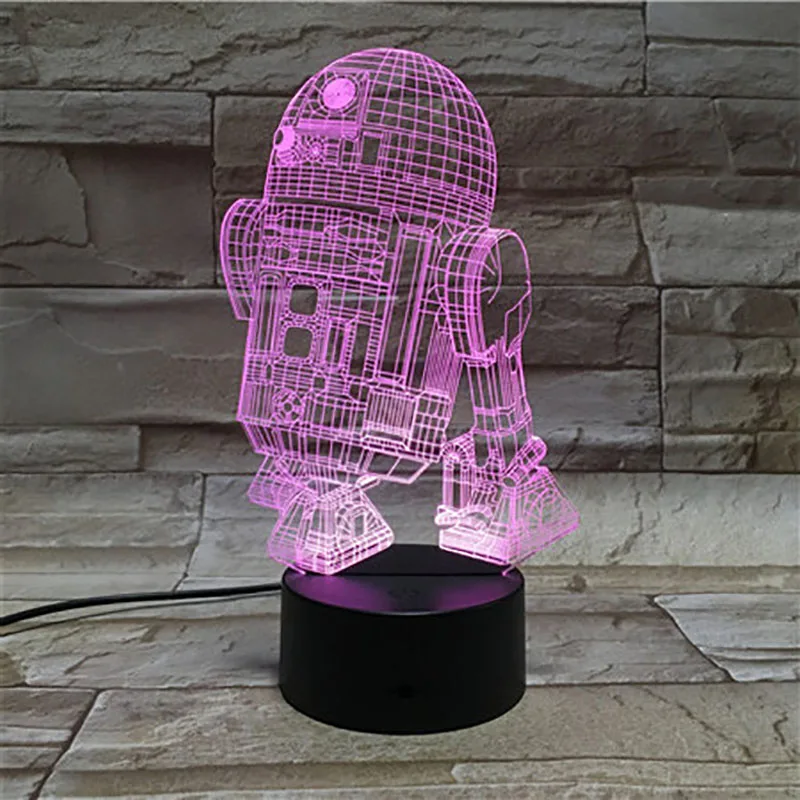 Новинка светильник s астромеханического дроид робот R2 D2 Звездные войны ночной Светильник для детей подарок украшения офиса 3d светодиодный Ночной светильник