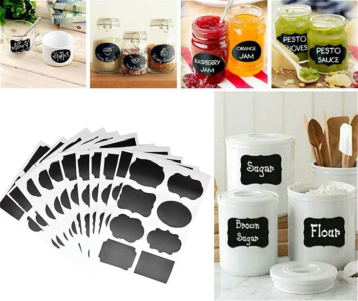 

40Pcs Blackboard Sticker Craft Kitchen Jar Organizer Labels Glass Windows Chalkboard Blackboard Stationery Office Supplies