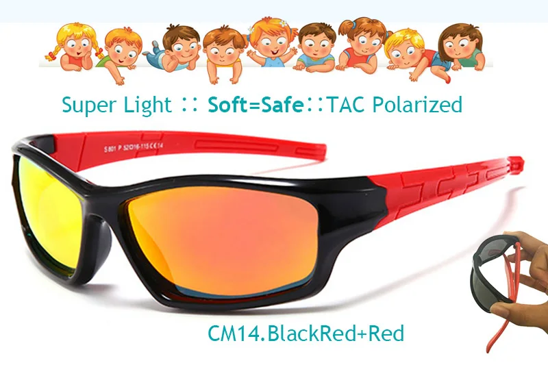 BlackRed Red IVSTA гибкий TR90 солнцезащитные очки детские солнечные очки детские очки для мальчиков летние пляжные поляризованный Polaroid резиновый силиконовый чехол-бампер с безопасности H01 - Цвет линз: BlackRed Red