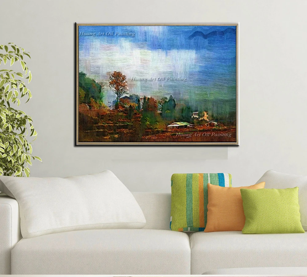 Пейзаж деревня Картины ручная роспись маслом на холсте впечатление ручной