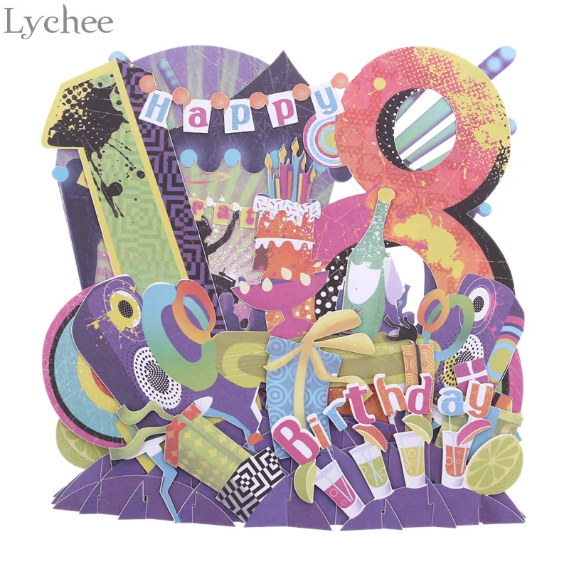 Поздравительная открытка Lychee Life на 18 й день рождения 3D бумажные открытки с