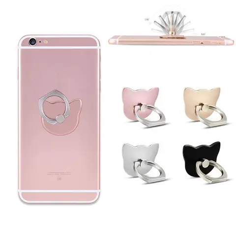 Кольцо на палец с поворотом на 360 градусов, кольцо в форме головы кошки, держатель-подставка для смартфона с мультяшным рисунком для всех моделей смартфонов класса люкс