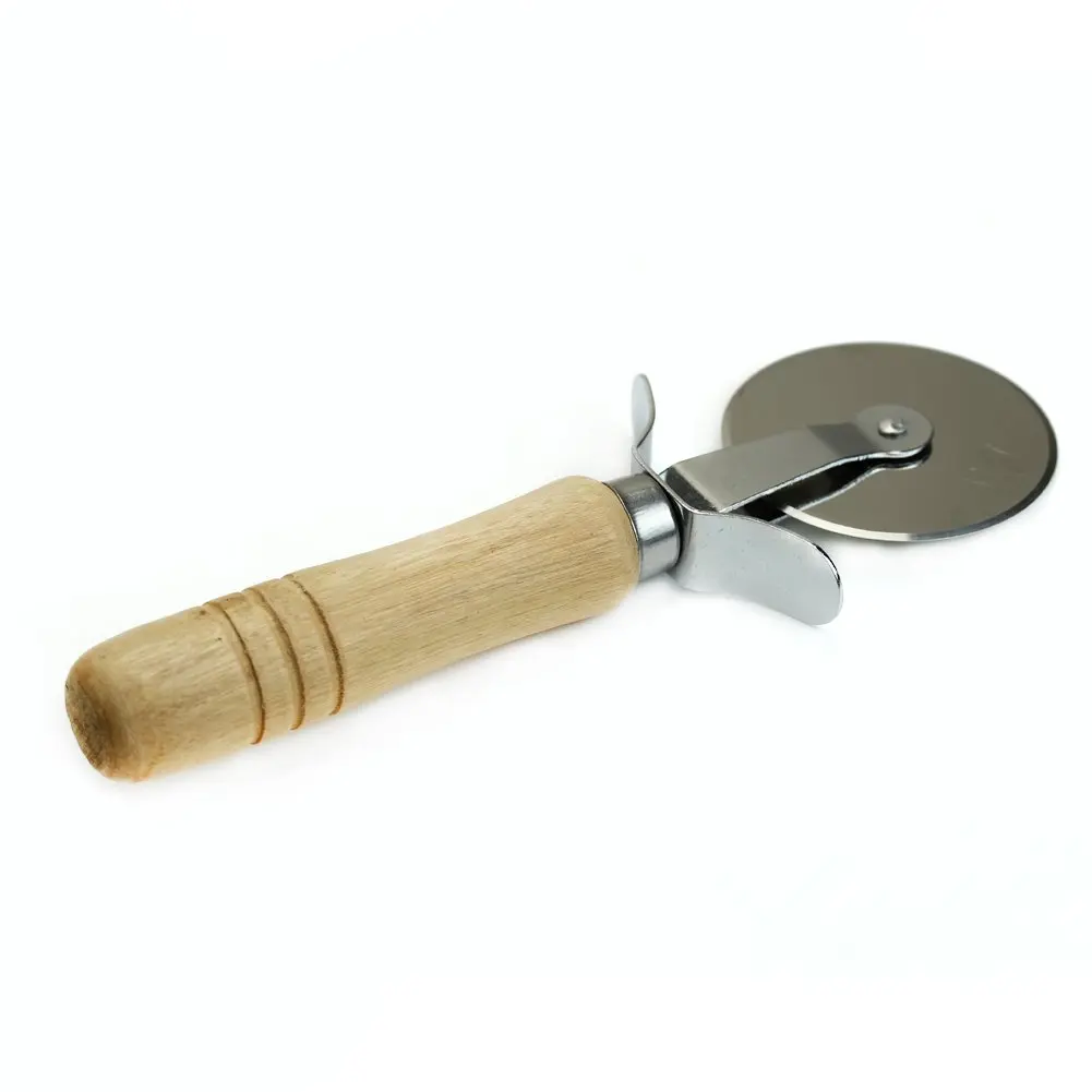 Practical Stainless Steel Wood Handle Pizza Wheel Cutter Pastry Pasta Dough Crimper 2cm x 5.5cm 17cm | Дом и сад