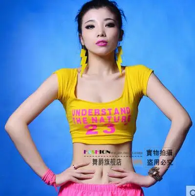 Женский костюм для танцев короткий топ в стиле хип хоп с вырезами|t-shirt fashion|t-shirt