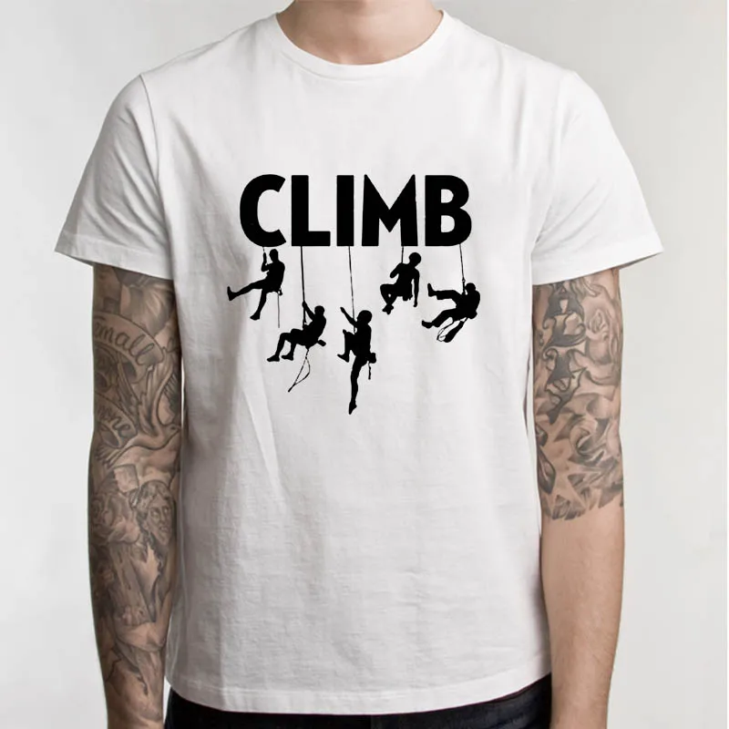 WHITE Eat Sleep Climber Футболка мужская летняя новая модная стильная футболка с коротким рукавом и вырезом лодочкой футболки с принтом - Цвет: WHITE