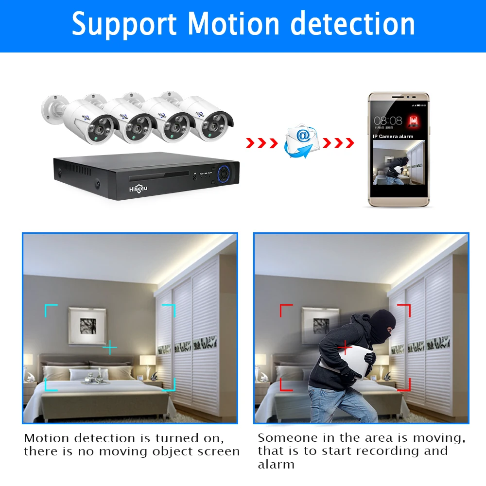 Hiseeu H.265 система видеонаблюдения POE NVR комплект 8CH 4MP Водонепроницаемая POE ip-камера пулевидная система камер домашней безопасности открытый низкий люкс Onvif