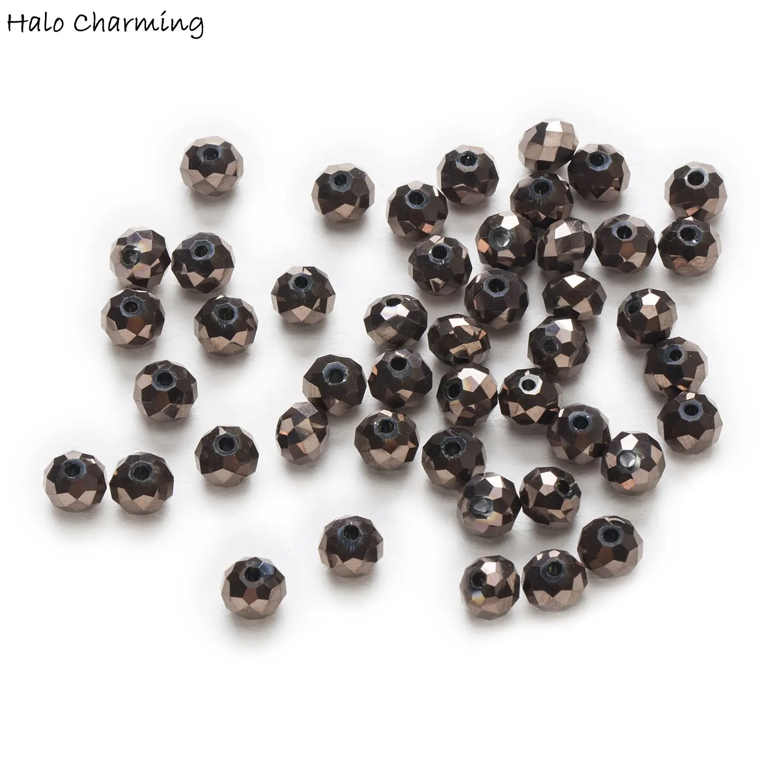 50 шт. Покрытые черным пистолетом Хрустальные стеклянные граненые бусины Rondelle из