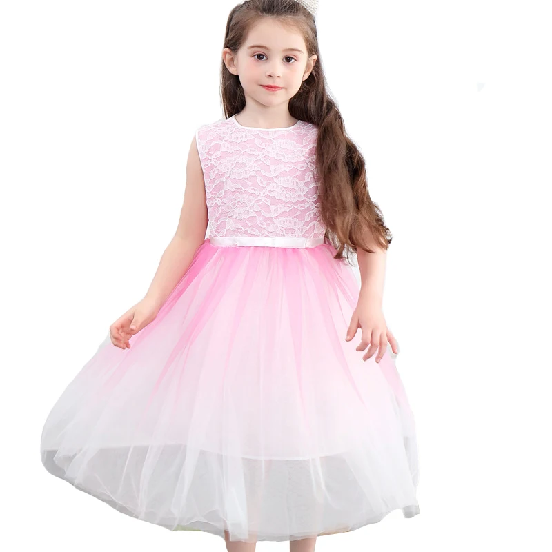 Элегантное кружевное платье с цветочным узором для девочек Детское вечернее