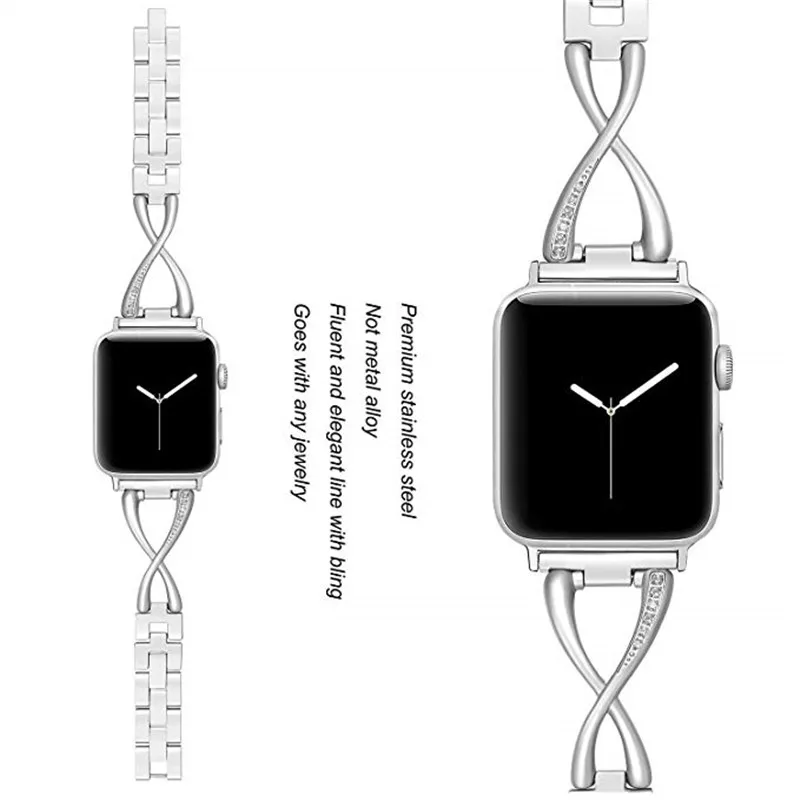 Розовое золото ремешок для Apple Watch 38/40/42/44 мм Для женщин ремешок для наручных часов Нержавеющая сталь заменить ремешок для наручных часов Iwatch серии 4 3 2 1