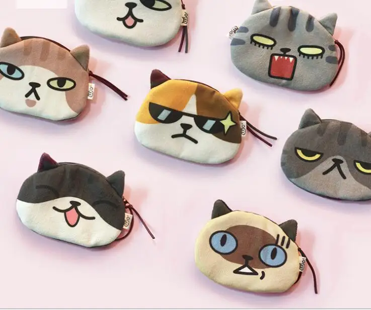 

10pcs 3D Print Cartoon Cat Coin Purse Zipper Children Wallet Plush Cute Mini Bag Fashion Coin Pouch For Girls
