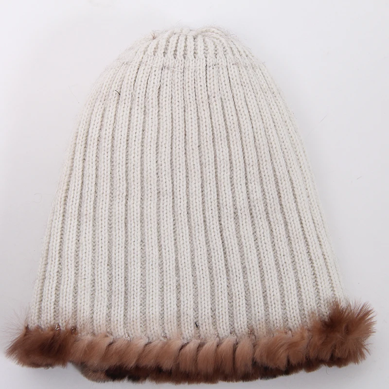 Женская шапка из натурального кроличьего меха вязаная теплая искусственного
