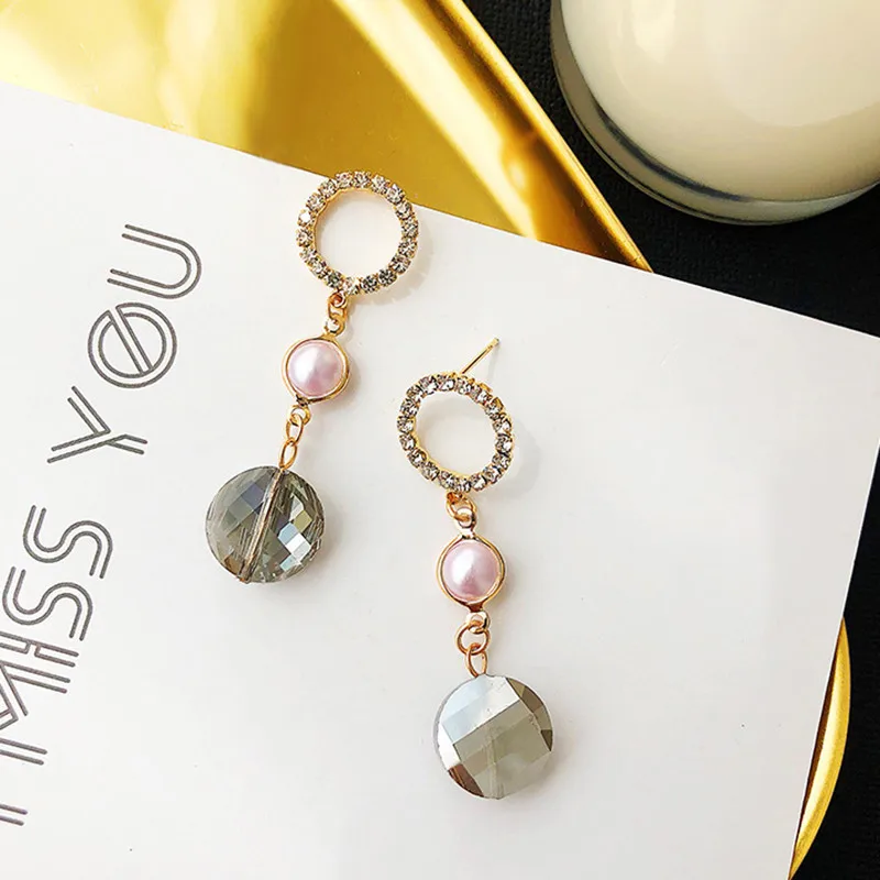 Серьги в форме сердца со стразами длинные серьги с жемчугом и кристаллами Модные