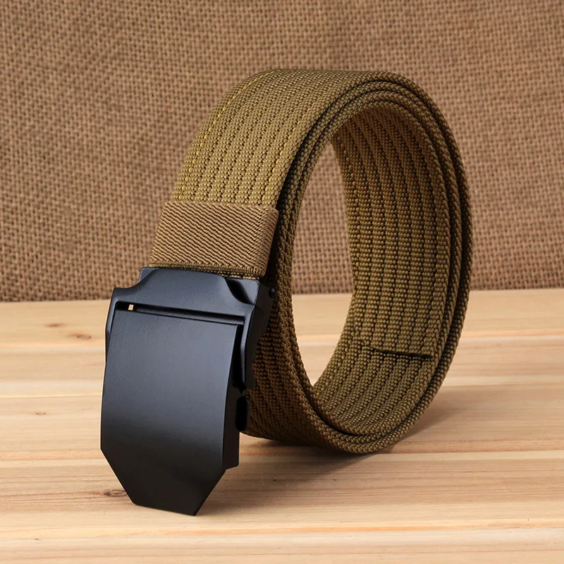 Fashion Cowboy Canvas Belt Jeans Zinc Alloy Black Buckle  Breathable Nylon Leisure High Quality Men Belt Wide 3.8cm