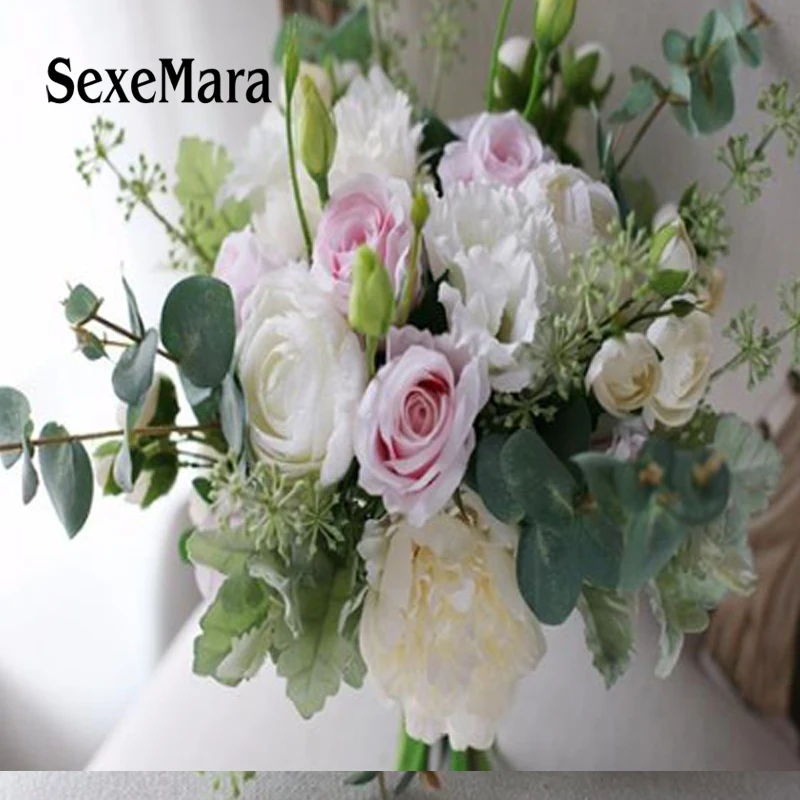 SexeMara Свадебный букет невесты искусственный цветок из роз хрустальные свадебные