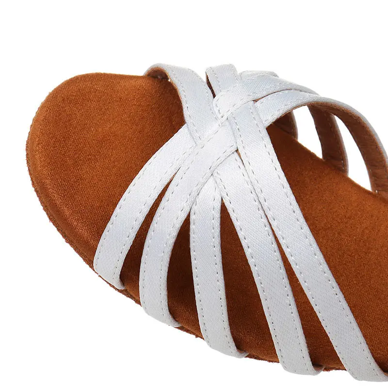 Children Latin Dance Shoes Women Child Kids Ballroom Tango Salsa Dancing Shoes White Low Heel High Quality New Girl's Sandals