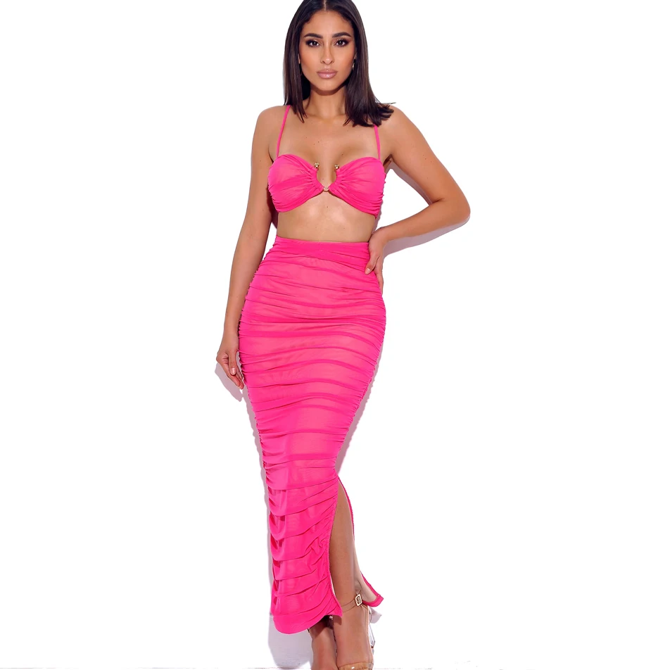 Летнее платье Karlofea с драпировкой шикарное неоново-зеленое розовое облегающее