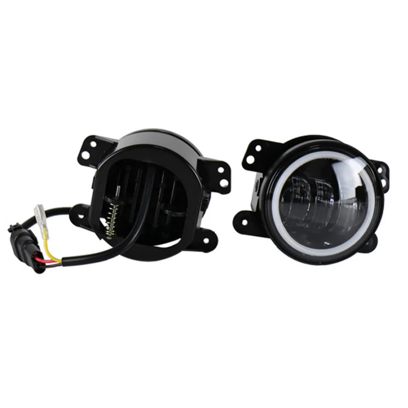 

2018 New arrival 2pcs 4"LED Fog Lights Headlight 4 inch Round Front Bumper 30W with angel eyes For Wrangler CJ TJ JK 6000k&3000k