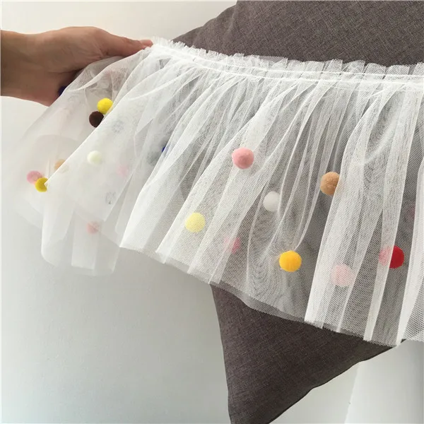 17CM Wide 3D Lace Collar Applique Embroidery Colorful Pompom Trim Girls Fluffy Dress Curtains Fringe Guipure Sewing Accessory | Дом и сад
