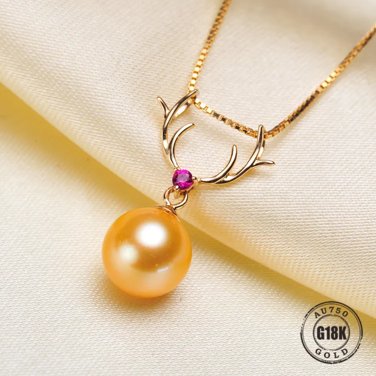 

Luxury genuine G18K Gold Accessories Fashion Pearl Pendant Settings Findings Pendant Mountings Women Accessories Female Jewwelry
